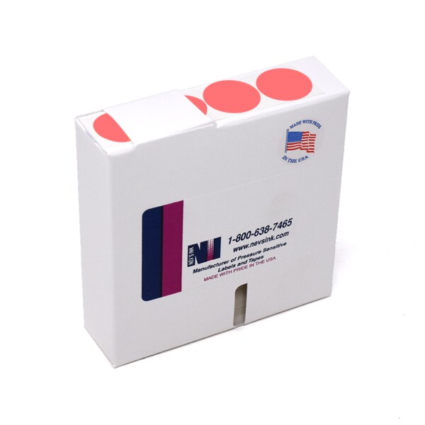 1" Color Coding Dots Red Flr - Roll Form